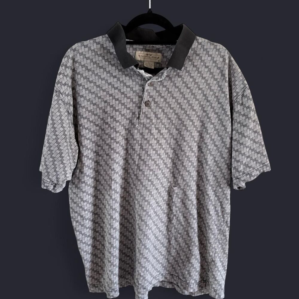 Vintage 1990s Natural Issue Thrashed Patterned Polo – Size L